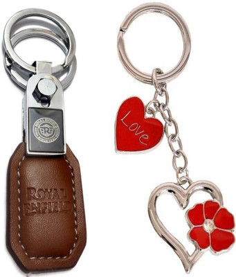 

MGP Fashion royal enfield and heart flower combo Key Chain(Multicolor)