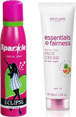 

Oriflame Sweden Essentials Fairness Protecting Face Cream SPF 10 (32702) With one sparkle perfume spray 150 ml(Set of 2)