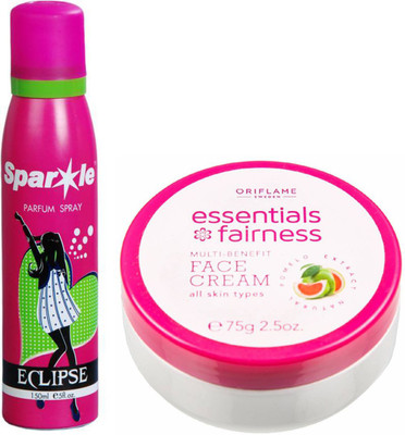 

Oriflame Sweden Essentials Fairness Multi-Benefit Face Cream (32698) With one sparkle perfume spray 150 ml(Set of 2)