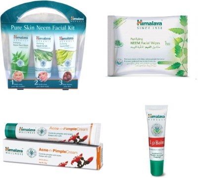 

Himalaya Purifying Skin Neem Facial Kit, Pimple Cream, Purifying Neem Facial Wipes, Lip Balm(Set of 4)