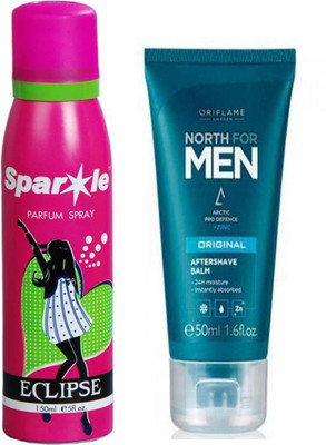 

Oriflame Sweden North for Men Aftershave balm 50 ml (32004) one sparkle perfume spray 150 ml(Set of 2)