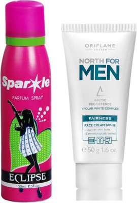 

Oriflame Sweden North For Men Fairness Face Cream 50g (32667) With one sparkle perfume spray 150 ml(Set of 2)