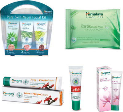 

Himalaya Purifying Skin Neem Facial Kit, Pimple Cream, Aloe Vera Facial Wipes, Lip Balm, Natural Fairness Cream(Set of 5)