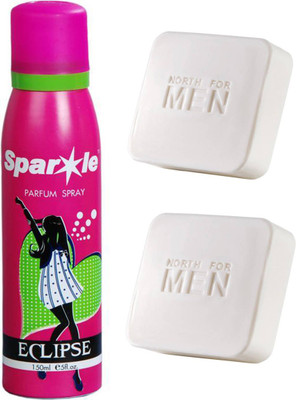 

Oriflame Sweden two North For Men Fairness Soap Bar 100g (32230) With one sparkle perfume spray 150 ml(Set of 3)