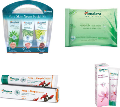 

Himalaya Purifying Skin Neem Facial Kit, Pimple Cream, Aloe Vera Facial Wipes, Natural Fairness Cream(Set of 4)