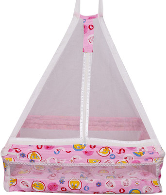 

Thosh Baby Product Bed Hanging Cradle Jhula Jhoola Swing With Top, Mosquito & free Spring (TB-110-BED JHULLA-PNK)(Pink)