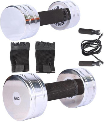 

Royal 3 Kg 1 Pc Chrome Dumbell with 6 Kg 1 Pc Chrome Dumbell Skipping Rops & Hand Gloves Gym & Fitness Kit