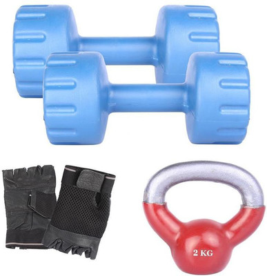 

Royal 4 Kg 2 Pc PVC Dumbell with 2 Kg 1 Pc Kettle Bell Hand Gloves Gym & Fitness Kit
