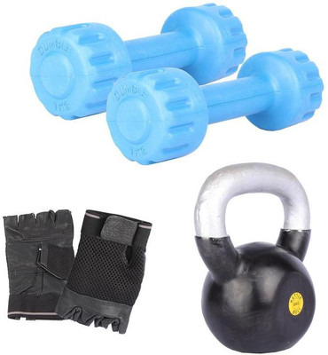 

Royal 1 Kg 2 Pc PVC Dumbell with 8 Kg 1 Pc Kettle Bell Hand Gloves Gym & Fitness Kit