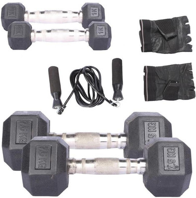 

Royal 1 Kg 2 Pc Hexa Gonal Dumbell with 7.5 Kg 2 Pc Hexa Gonal Dumbell Hand Gloves Gym & Fitness Kit