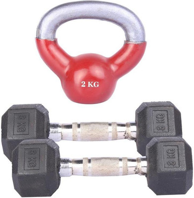 

Royal 3 Kg 2 Pc Hexa Gonal Dumbell with 2 Kg 1 Pc Kettle Bell Gym & Fitness Kit