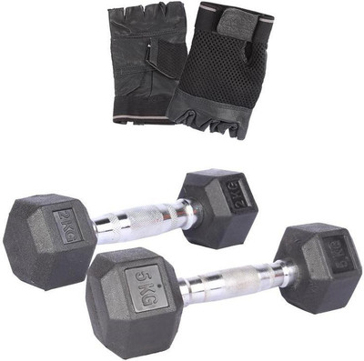 

Royal 2 Kg 1 Pc Hexa Gonal Dumbell with 5 Kg 1 Pc Hexa Gonal Dumbell Hand Gloves Gym & Fitness Kit