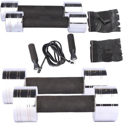 

Royal 2 Kg 2 Pc Chrome Dumbell with 4 Kg 2 Pc Chrome Dumbell Skipping Rops & Hand Gloves Gym & Fitness Kit