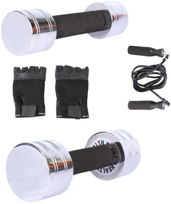 

Royal 2 Kg 1 Pc Chrome Dumbell with 3 Kg 1 Pc Chrome Dumbell Skipping Rops & Hand Gloves Gym & Fitness Kit