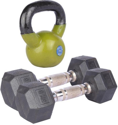 

Royal 3 Kg 2 Pc Hexa Gonal Dumbell with 4 Kg 1 Pc Kettle Bell Gym & Fitness Kit