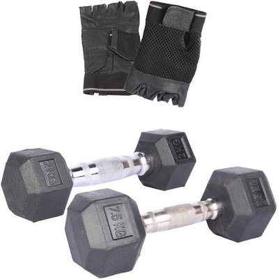 

Royal 2 Kg 1 Pc Hexa Gonal Dumbell with 7.5 Kg 1 Pc Hexa Gonal Dumbell Hand Gloves Gym & Fitness Kit