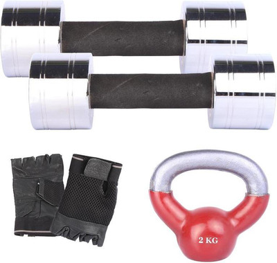 

Royal 5 Kg 2 Pc Chrome Dumbell with 2 Kg 1 Pc Kettle Bell Hand Gym & Fitness Kit
