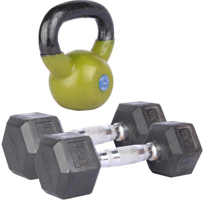 

Royal 4 Kg 2 Pc Hexa Gonal Dumbell with 4 Kg 1 Pc Kettle Bell Gym & Fitness Kit