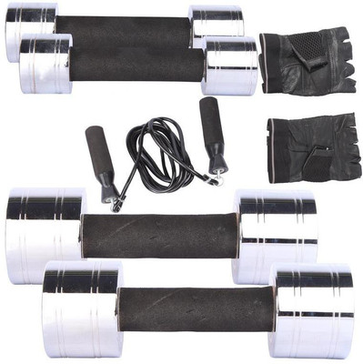 

Royal 2 Kg 2 Pc Chrome Dumbell with 5 Kg 2 Pc Chrome Dumbell Skipping Rops & Hand Gloves Gym & Fitness Kit