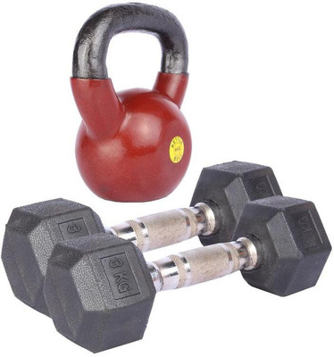

Royal 3 Kg 2 Pc Hexa Gonal Dumbell with 6 Kg 1 Pc Kettle Bell Gym & Fitness Kit