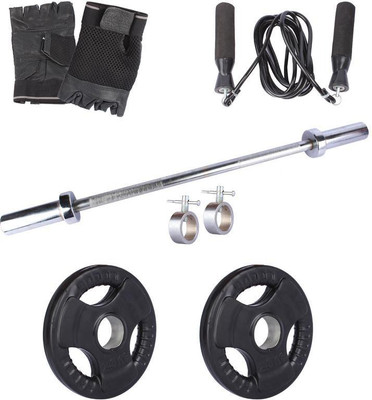 

Royal 2.5 Kg 2 Pc Olympic Plates 55 MM with 1 Silver Olympic Rod with Lock Skipping Rops & Hand Gloves Home Gym Combo(0 - 20 kg)