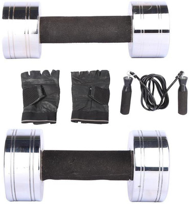 

Royal 4 Kg 1 Pc Chrome Dumbell with 6 Kg 1 Pc Chrome Dumbell Skipping Rops & Hand Gloves Gym & Fitness Kit