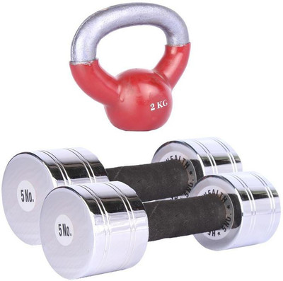 

Royal 5 Kg 2 Pc Chrome Dumbell with 2 Kg 1 Pc Kettle Bell Gym & Fitness Kit