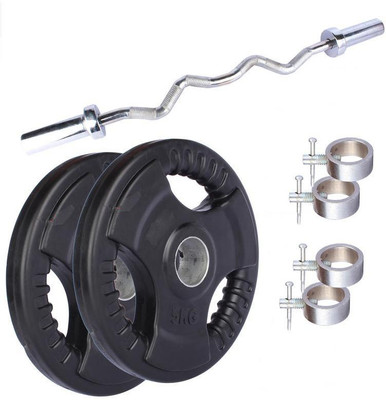 

Royal 5 Kg 2 Pc Olympic Plates 55 MM with 1 Silver 3 Ft Zig Zag Olymic Rod with Lock Gym & Fitness Kit