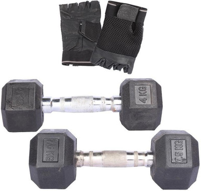 

Royal 4 Kg 1 Pc Hexa Gonal Dumbell with 7.5 Kg 1 Pc Hexa Gonal Dumbell Hand Gloves Gym & Fitness Kit