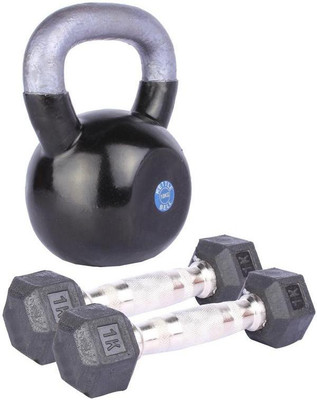 

Royal 1 Kg 2 Pc Hexa Gonal Dumbell with 10 Kg 1 Pc Kettle Bell Gym & Fitness Kit