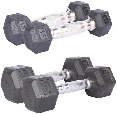 

Royal 1 Kg 2 Pc Hexa Gonal Dumbell with 4 Kg 2 Pc Hexa Gonal Dumbell Gym & Fitness Kit
