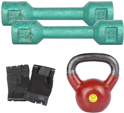 

Royal 2 Kg 2 Pc Casting Dumbell with 6 Kg 1 Pc Kettle Bell Hand Gloves Gym & Fitness Kit