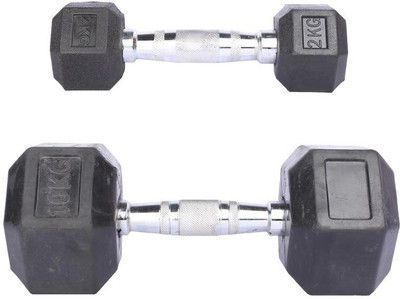 

Royal 2 Kg 1 Pc Hexa Gonal Dumbell with 10 Kg 1 Pc Hexa Gonal Dumbell Fixed Weight Dumbbell(12 Kg), Colored