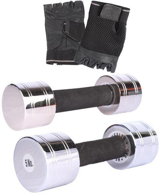 

Royal 2.5 Kg 1 Pc Chrome Dumbell with 5 Kg 1 Pc Chrome Dumbell Hand Gloves Gym & Fitness Kit
