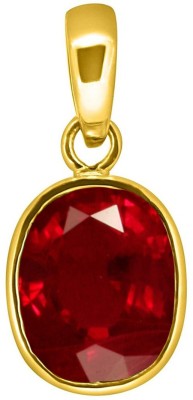 TEJVIJ AND SONS 5.25 Ratti ruby manik chuni pendent ashthadhatu with gold plated for men & women… Gold-plated Ruby Metal Pendant