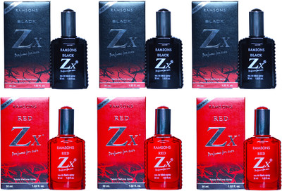 

Ramsons Red and Black ZX Perfume 30ML Each (Pack of 6) Eau de Parfum - 180 ml(For Men & Women)