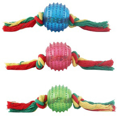 

SRI High Quality Small Cotton Rope With Spikes Ball Toy For Small Pets Cotton, Plastic Tug Toy For Dog & Cat