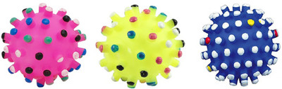 

SRI Durable Chew Rubber Spike Squeaker Sound Ball Toy For Small Pets Plastic Ball For Dog & Cat