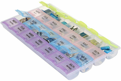 

N-STORE 7 day 28 Days 4 Weeks for 7 days Pill Medicine Box Organizer for Vitamins Tablets Pill Box(Multicolor)