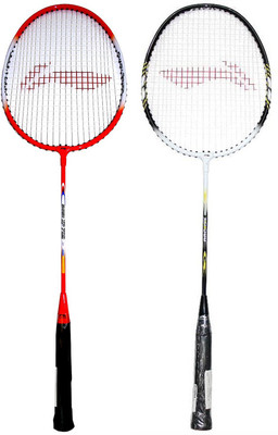 

Li-Ning Beginner's Badminton Racquet Set of 2 (Red + Black/White) Red, Black Strung Badminton Racquet(G4 - 3.25 Inches, 150 g), Black;red
