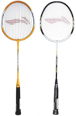 

Li-Ning Beginner's Set of 2 (Yellow + Black/White) Yellow, Black Strung Badminton Racquet(G4 - 3.25 Inches, 150 g), Black;yellow