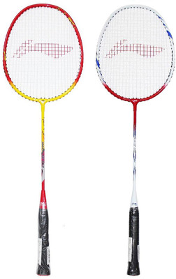 

Li-Ning Beginner's Badminton Racquet Set of 2 (Red/Yellow + Red/White) Maroon, White Strung Badminton Racquet(G4 - 3.25 Inches, 150 g)