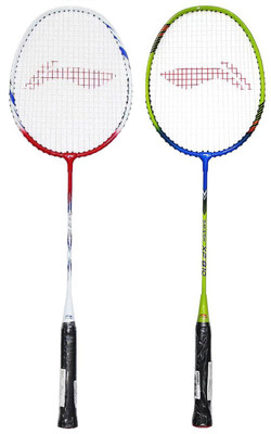 

Li-Ning Beginner's Set of 2 (Red/White + Green/Blue) White, Green Strung Badminton Racquet(G4 - 3.25 Inches, 150 g), Green;white