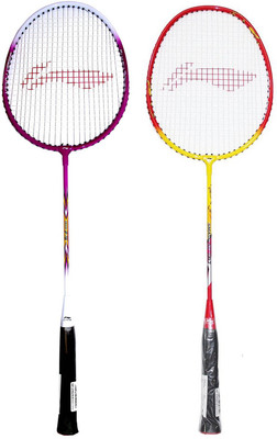 

Li-Ning Beginner's Badminton Racquet Set of 2 (Magenta + Red/Yellow) Purple, Maroon Strung Badminton Racquet(G4 - 3.25 Inches, 150 g), Maroon;purple