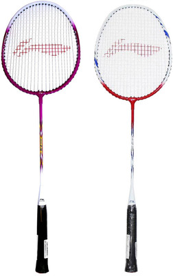 

Li-Ning Beginner's Badminton Racquet Set of 2 (Magenta + Red/White) Purple, White Strung Badminton Racquet(G4 - 3.25 Inches, 150 g)