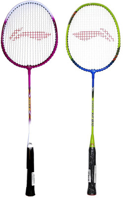 

Li-Ning Beginner's Badminton Racquet Set of 2 (Magenta + Green/Blue) Purple, Green Strung Badminton Racquet(G4 - 3.25 Inches, 150 g), Green;purple