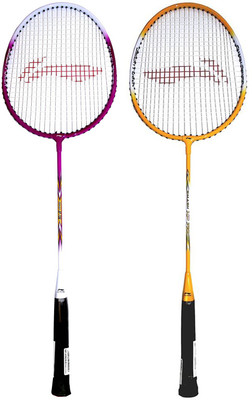 

Li-Ning Beginner's Badminton Racquet Set of 2 (Magenta + Yellow) Purple, Yellow Strung Badminton Racquet(G4 - 3.25 Inches, 150 g)
