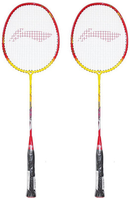 

Li-Ning Beginner's Set of 2 (Red/Yellow + Red/Yellow) Maroon Strung Badminton Racquet(G4 - 3.25 Inches, 150 g)