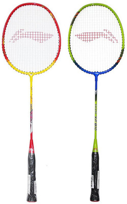 

Li-Ning Beginner's Badminton Racquet Set of 2 (Red/Yellow + Green/Blue) Maroon, Green Strung Badminton Racquet(G4 - 3.25 Inches, 150 g), Green;maroon