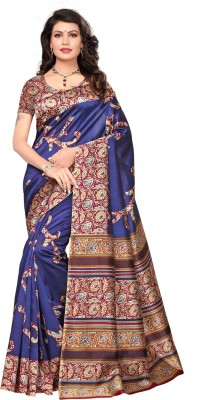 Ratnavati Floral Print Bhagalpuri Art Silk Saree(Blue)